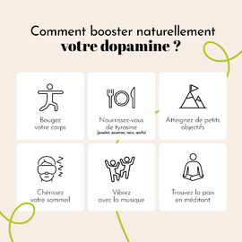 La dopamine, douce messagère du bonheur, est une alliée précieuse pour notre bien-être. ✨

Adoptez ces habitudes dans votre quotidien pour ressentir plus de joie, de motivation et d'énergie !

#Naturfit #BienÊtre #Dopamine #SantéNaturelle #BoosteDeBonheur #Positive